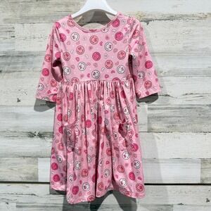 Mila & Rose Dress Girls 5-6 Pink Smiley Face Heart Girly Twirl EUC